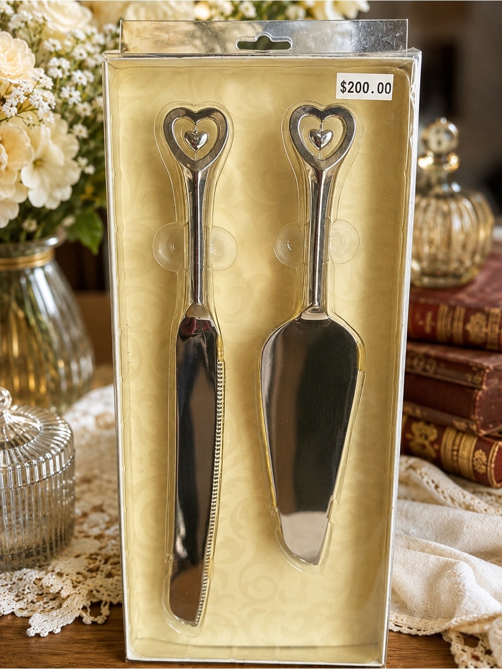 Lillian & Rose Silver Heart Cake Knife & Server Set NWT – New – $200